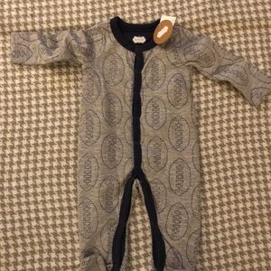 Mud Pie Quilted Football Footie NWT